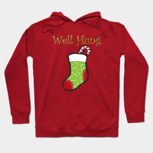 Well Hung Christmas Sock Funny Saying Hoodie